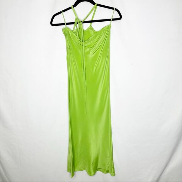 CHRISTOPHER ESBER Silk Faille Loophole Tie Skirt Green Apple NWT in Size 8 - Picture 2 of 13